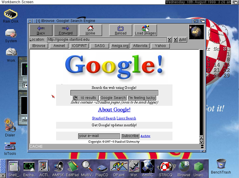 Google homepage in its formative stages (1998)